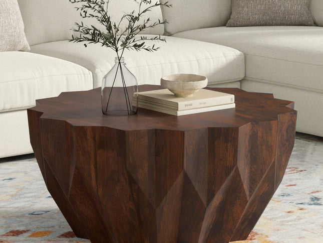 34" Walnut Solid Wood Free Form Solid Coffee Table