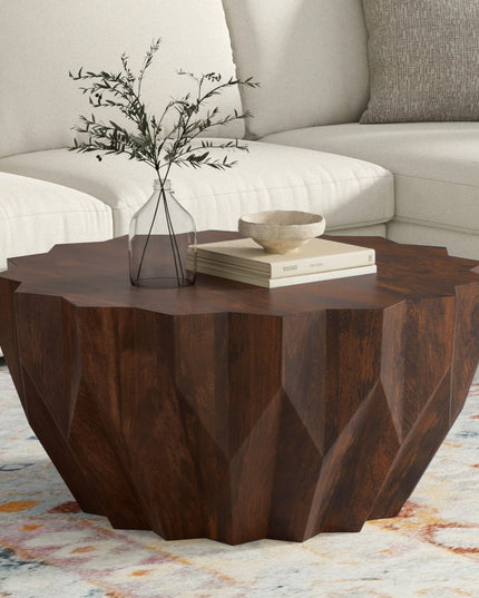 34" Walnut Solid Wood Free Form Solid Coffee Table
