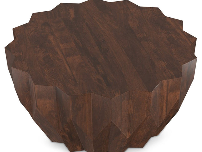 34" Walnut Solid Wood Free Form Solid Coffee Table