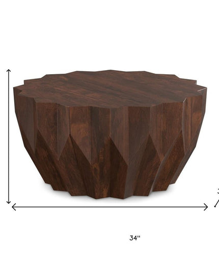 34" Walnut Solid Wood Free Form Solid Coffee Table