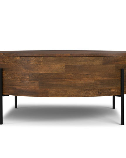 38" Brown Solid Wood Round Solid Coffee Table