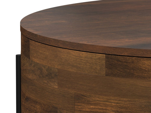 38" Brown Solid Wood Round Solid Coffee Table