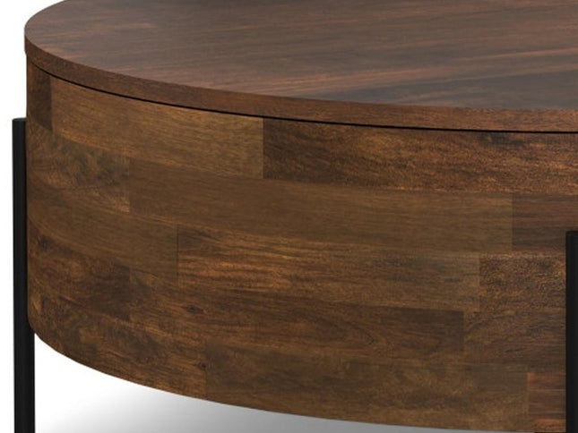 38" Brown Solid Wood Round Solid Coffee Table
