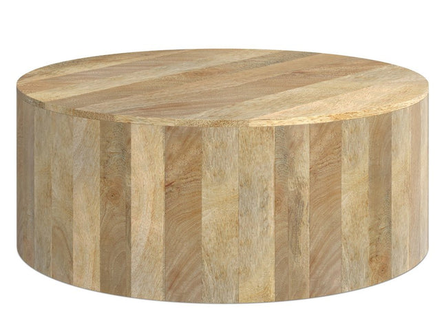 36" Natural Solid Wood Round Solid Coffee Table