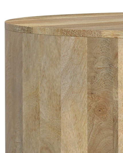 36" Natural Solid Wood Round Solid Coffee Table