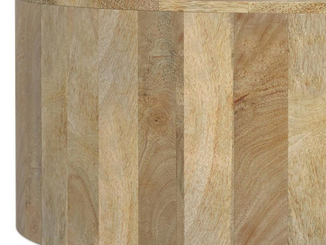 36" Natural Solid Wood Round Solid Coffee Table