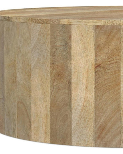 36" Natural Solid Wood Round Solid Coffee Table