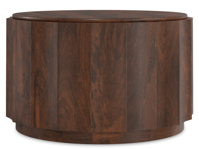 32" Brown Solid Wood Round Solid Coffee Table
