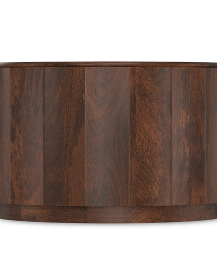32" Brown Solid Wood Round Solid Coffee Table