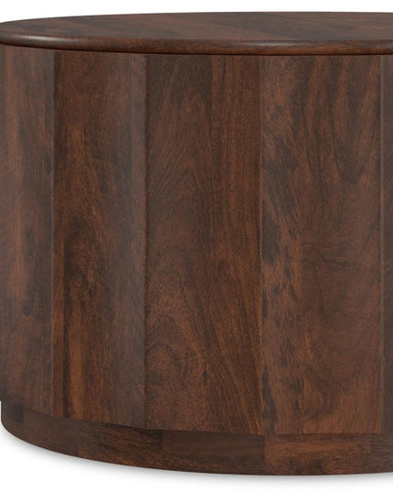 32" Brown Solid Wood Round Solid Coffee Table