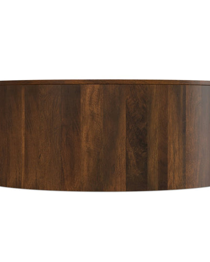 36" Brown Solid Wood Round Solid Coffee Table