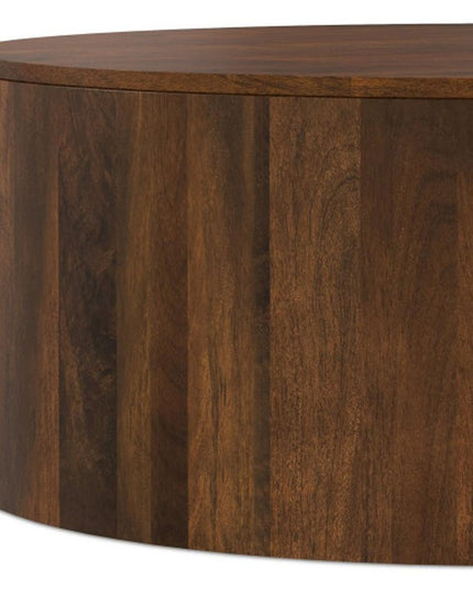 36" Brown Solid Wood Round Solid Coffee Table
