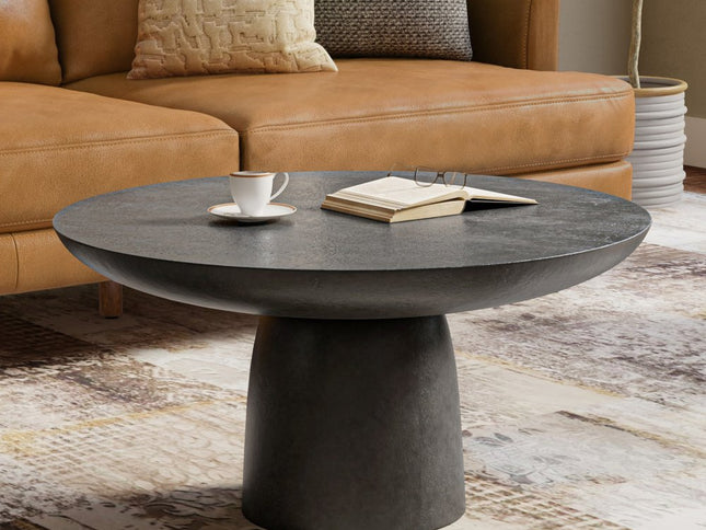 30" Black Aluminum Round Solid Coffee Table