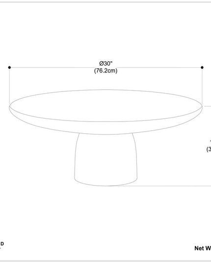 30" Black Aluminum Round Solid Coffee Table