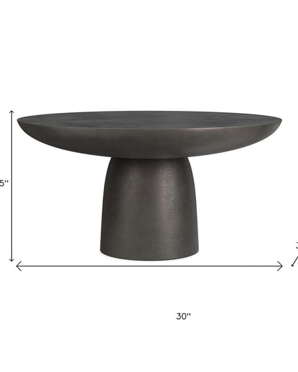 30" Black Aluminum Round Solid Coffee Table