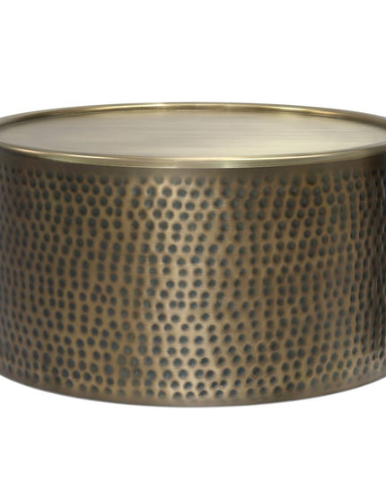 32" Antiqued Gold Iron Round Solid Coffee Table