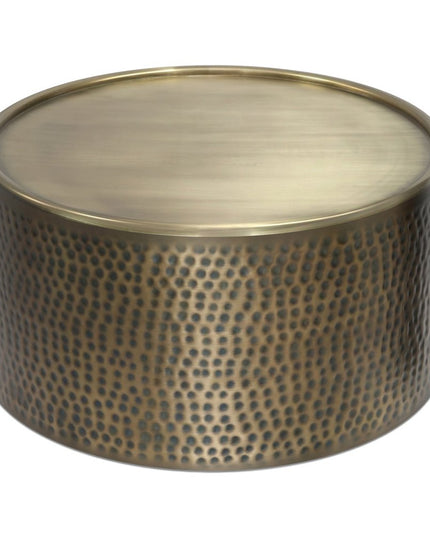 32" Antiqued Gold Iron Round Solid Coffee Table