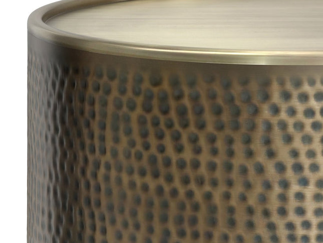 32" Antiqued Gold Iron Round Solid Coffee Table