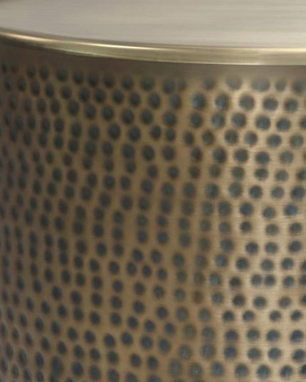 32" Antiqued Gold Iron Round Solid Coffee Table