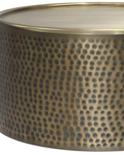 32" Antiqued Gold Iron Round Solid Coffee Table