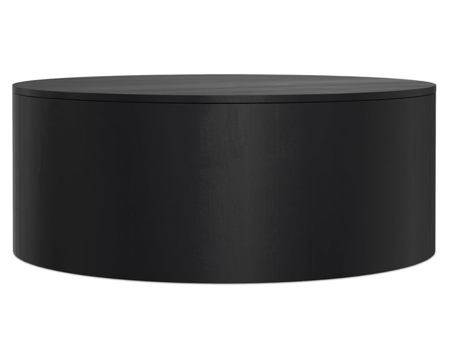36" Black Solid Wood Round Solid Coffee Table