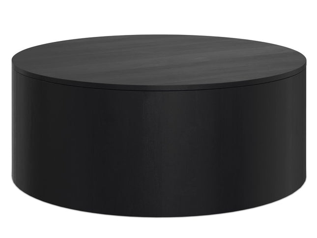 36" Black Solid Wood Round Solid Coffee Table