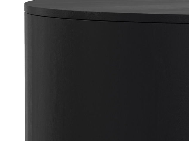 36" Black Solid Wood Round Solid Coffee Table