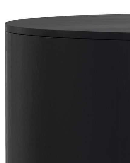 36" Black Solid Wood Round Solid Coffee Table