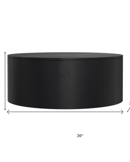 36" Black Solid Wood Round Solid Coffee Table