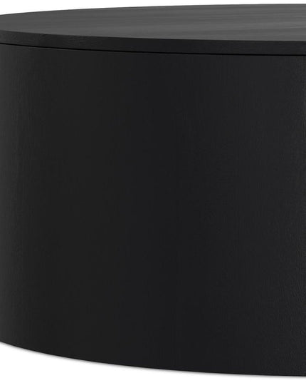 36" Black Solid Wood Round Solid Coffee Table