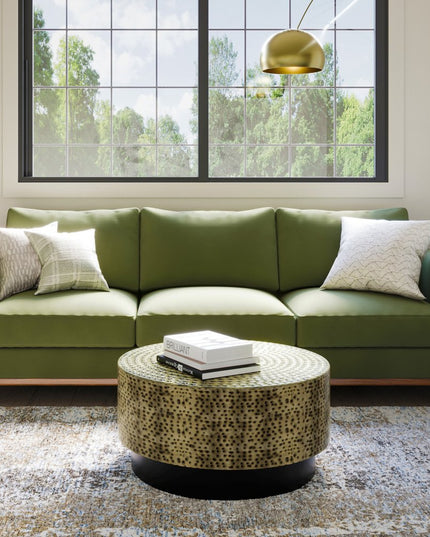 30" Black Iron Round Solid Coffee Table