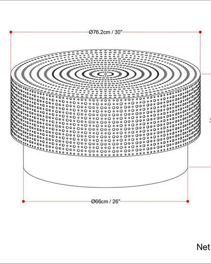 30" Black Iron Round Solid Coffee Table