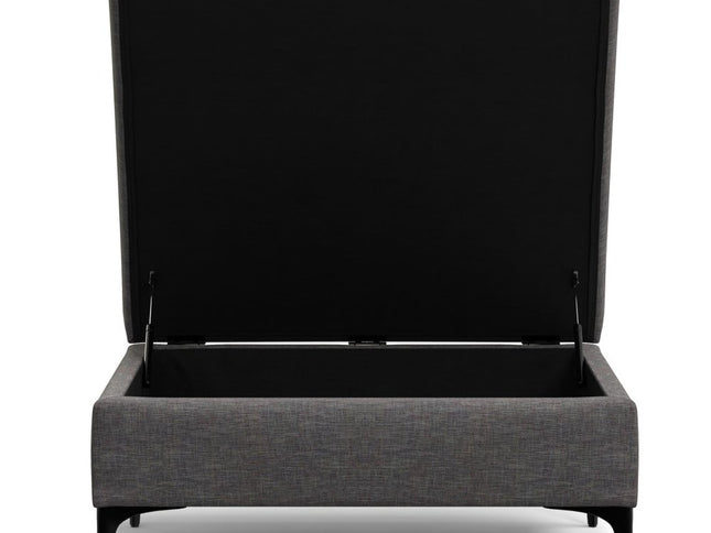 36" Black and Slate Gray Upholstery Storage Ottoman