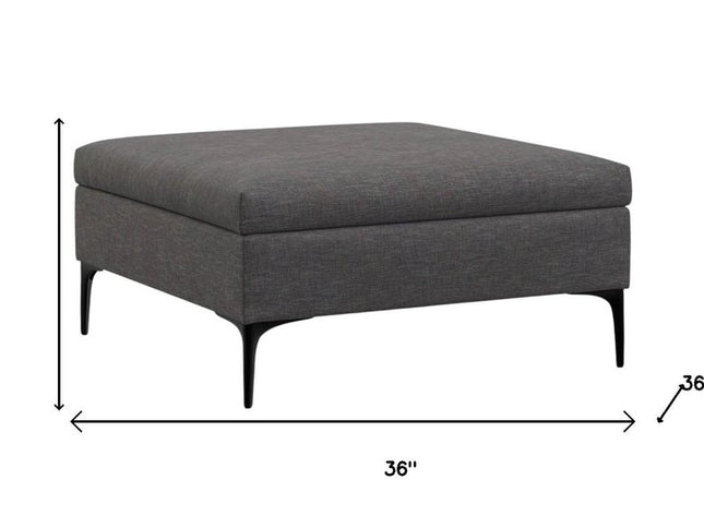 36" Black and Slate Gray Upholstery Storage Ottoman