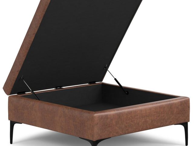 36" Black and Brown Upholstery Storage Ottoman