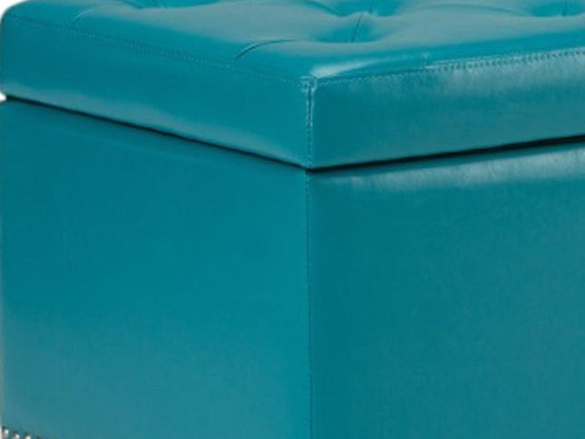 48" Dark Brown and Blue Upholstery Storage Ottoman