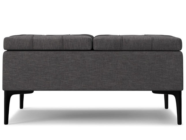 36" Black and Slate Gray Upholstery Storage Ottoman