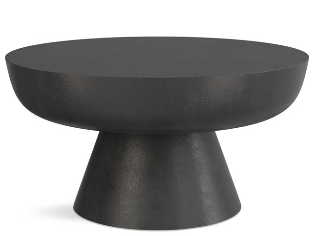 30" Black Aluminum Round Solid Coffee Table