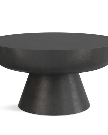 30" Black Aluminum Round Solid Coffee Table