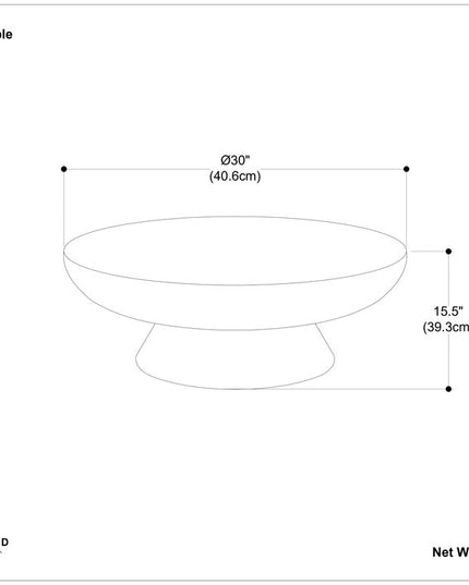 30" Black Aluminum Round Solid Coffee Table