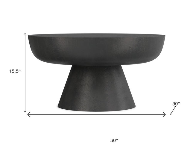 30" Black Aluminum Round Solid Coffee Table