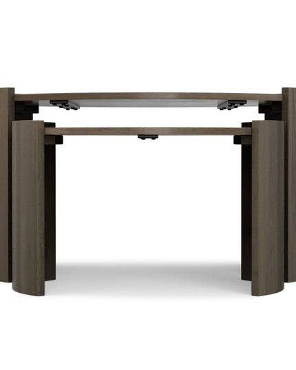 32" Gray Solid Wood Round Solid Coffee Table