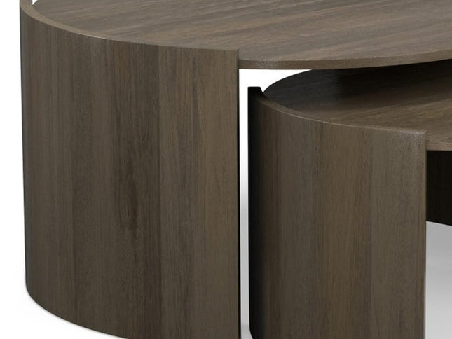 32" Gray Solid Wood Round Solid Coffee Table