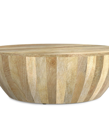 34" Natural Solid Wood Round Solid Coffee Table