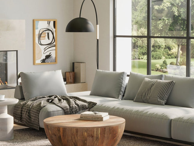 34" Natural Solid Wood Round Solid Coffee Table