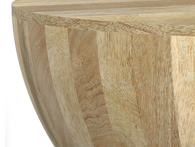 34" Natural Solid Wood Round Solid Coffee Table