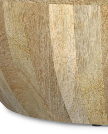 34" Natural Solid Wood Round Solid Coffee Table