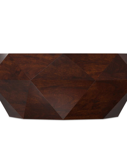 35" Brown Solid Wood Free Form Solid Coffee Table