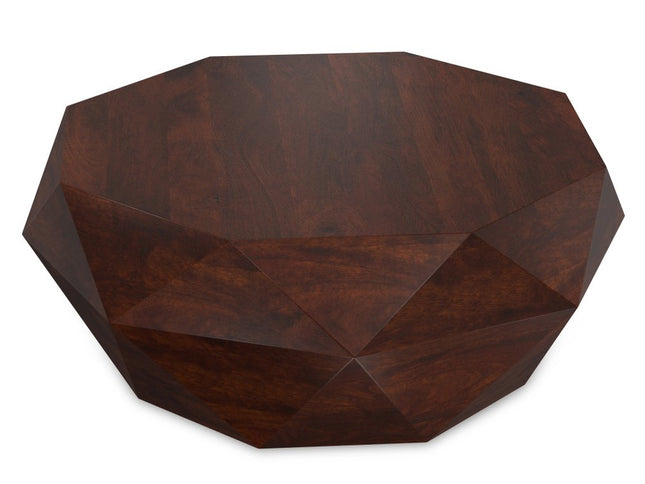 35" Brown Solid Wood Free Form Solid Coffee Table