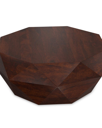 35" Brown Solid Wood Free Form Solid Coffee Table